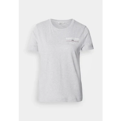 Image of GANT Graphic Basic Tshirt, Women&#039;s, Size: Small, Light grey melange