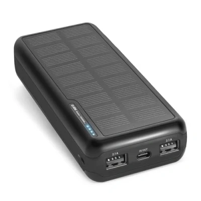 Image of SBS 20000 mAh Portable Solar Power Bank Black, Black