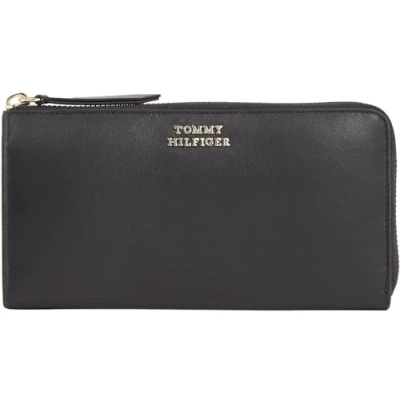Image of Tommy Hilfiger Women Wallet Leather Lrg Za Large, Black (Black), One Size, OS