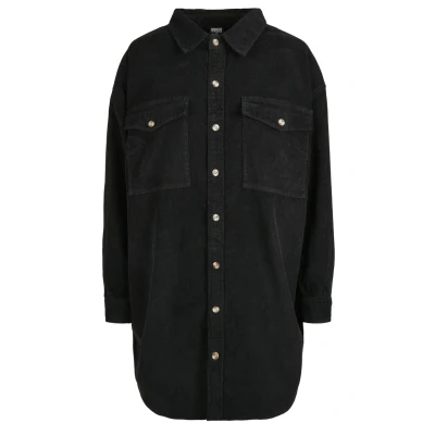 Image of Urban Classics Ladies LONG Corduroy Overshirt Buttondown blouse, Women&#039;s, Size: 4XL, Black