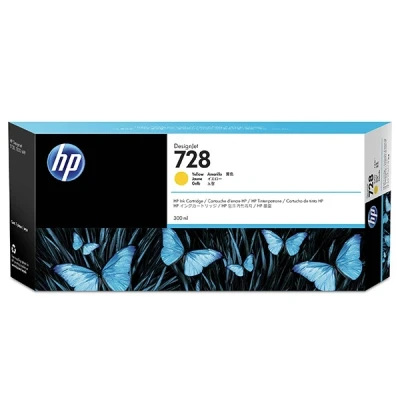 Image of HP 728 F9K15A Yellow 300 ml Genuine Ink Cartridge, High Capacity, with Original Ink, for DesignJet T730 and T830 Large Format Plotter Printers 729 Printhead