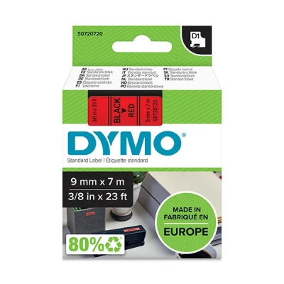 Image of Dymo® D1 Label Tape Laminated Plastic 7m x 9mm Black/Red