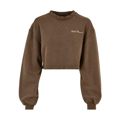 Image of Urban Classics Cropped Small Sweatshirt, Women&#039;s, Size: XXL, Brown