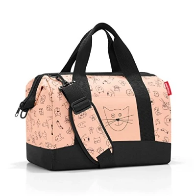 Image of reisenthel Allrounder M Kids Children&#039;s Luggage for Travel or Other use, 2 Handles and Padded Shoulder Strap, 6 Inner compartments, Zip Opening, Cats Dogs Mint Design, Rose, 40 cm, BAG