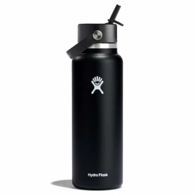 Image of HYDRO FLASK Water Bottle 1180 ml (40 oz) Vacuum Insulated Stainless Steel with Leak Proof Flex Cap and Powder Coat BPA Free Wide Mouth Black