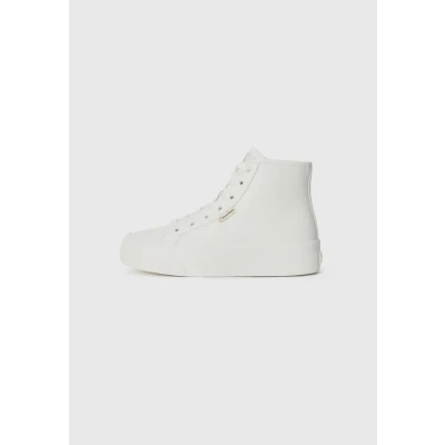 Image of Calvin Klein Jeans VULC Hightop trainers, Women&#039;s, Size: 3.5, Triple bright white shoes