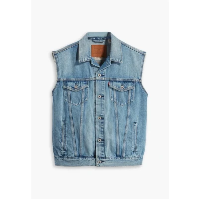 Image of Levi&#039;s Relaxed Trucker VEST Waistcoat, Men&#039;s, Size: Small, Kentucky blue