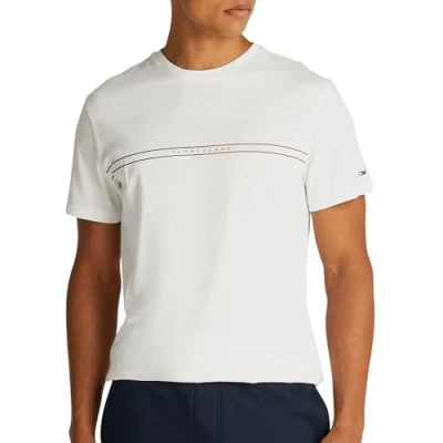 Image of Tommy Jeans Entry Graphic TEE Print Tshirt, Men&#039;s, Size: 36/38, Ecru
