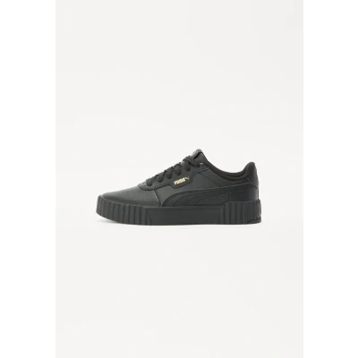 Image of Puma Carina Trainers, Women&#039;s, Size: 4, Black/gold Leather/synthetics