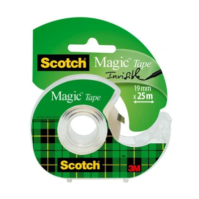 Image of Scotch Magic Tape, 1 Roll on Handheld Dispenser, 19 mm x 25 m General Purpose Sticky Tape for Document Repair, Labelling &amp; Sealing