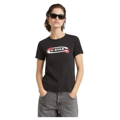 Image of G Star OLD Skool LOGO Print Tshirt, Women&#039;s, Size: XS, Black