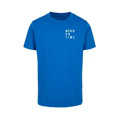 Image of Merchcode Never ON TIME TEE Print Tshirt, Size: XS, Blue