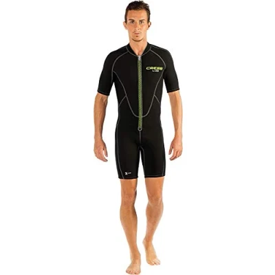 Image of Cressi Lido Man Shorty Wetsuit Men&#039;s for Snorkelling, Swimming and Water Sports, 2mm Ultra Stretch Neoprene, Black/Black, XXXL