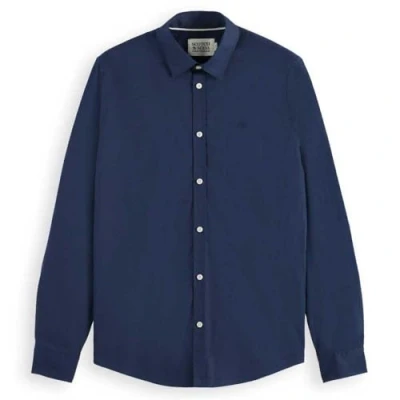 Image of Scotch &amp; Soda Men&#039;s Core Poplin Solid Shirt, Night, L