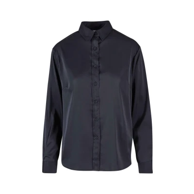Image of Urban Classics Women&#039;s Ladies Satin Shirt, Black, L