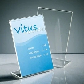 Image of SIGEL TA214 Sign Holder, slanted, for A6, single sided presentation, uv resistant acrylic, transparent, 1 Piece