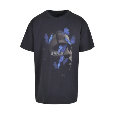 Image of Upscale by Mister Tee LE Papillon Oversize Print Tshirt, Size: XS, Navy