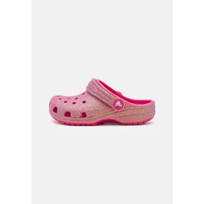 Image of Crocs Classic Iridescent Glitter Mules for kids, Size: 3, Dragon fruit Synthetics