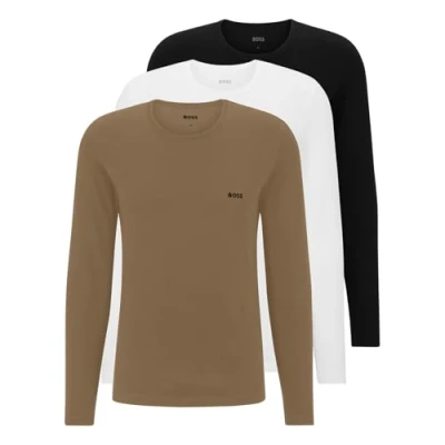 Image of BOSS Classic 3 PACK Undershirt, Men&#039;s, Size: Large, White/black/sand
