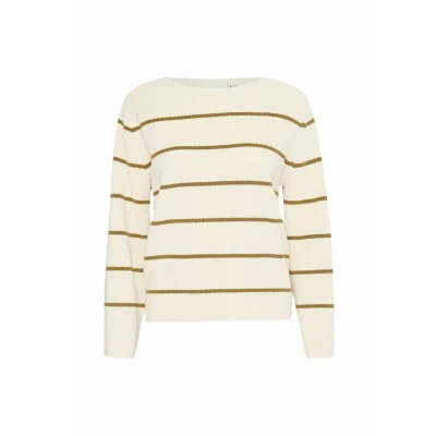 Image of ICHI Boston Jumper, Women&#039;s, Size: Small, Almond milk wlizard stripe