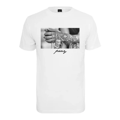 Image of Mister Tee PRAY Print Tshirt, Men&#039;s, Size: XXL, White