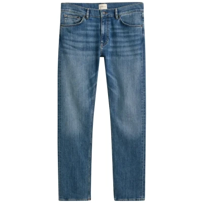 Image of GANT Regular Straight leg jeans, Men&#039;s, Size: 31x34, Mid blue worn in