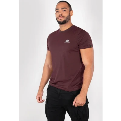 Image of Alpha Industries Small LOGO Print Tshirt, Men&#039;s, Size: XS, Deep maroon