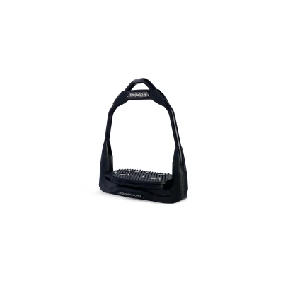 Image of Freejump Air&#039;S Stirrup Full Black/Silver Edition Angled Eye / Incline Grip Tread Horse Stirrups Riding Equestrian