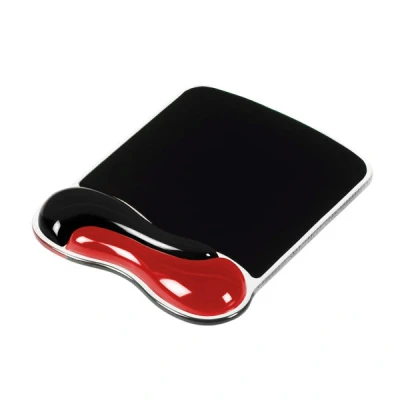 Image of Kensington mouse Mat with Wrist Support Ergonomic Duo Gel mat, compatible laser and optical mice for comfort when at computer, laptop, office, PC, gaming Red/Black (62402)