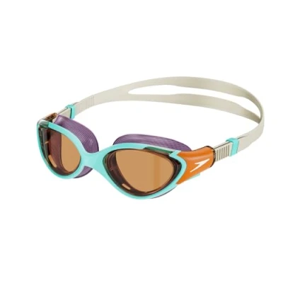 Image of Speedo Biofuse 2.0 Womens Goggles, Women&#039;s, Size: One Size, Marine blue/pumpkin spice/pale tan
