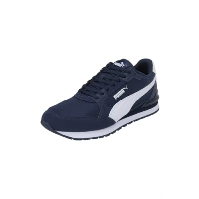 Image of Puma ST Runner V4 Unisex Trainers, Size: 8.5, Club navy/white Imitation leather/ textile