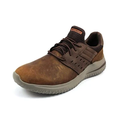Image of Skechers Delson 3.0 Trainers, Men&#039;s, Size: 11, Dark brown Leather and textile