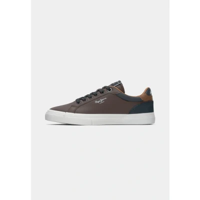 Image of Pepe Jeans Kenton Court Trainers, Men&#039;s, Size: 10, Brown leather and imitation