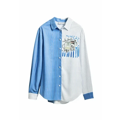 Image of Desigual Perfect RIDE Buttondown blouse, Women&#039;s, Size: 8, Blue