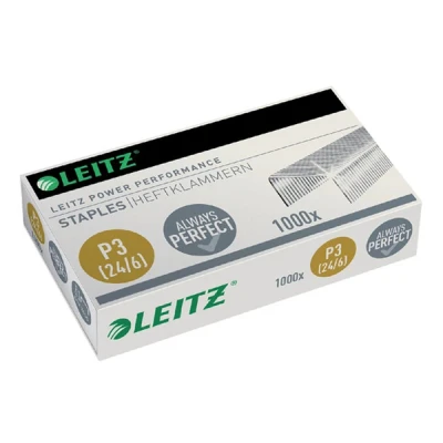 Image of Leitz 55700000 P3 Power Performance 24/6 Staples, Strong Steel, Length 6 mm, 1000 Staples Up to 30 Sheet Capacity