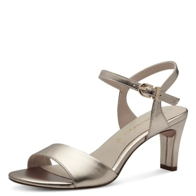 Image of Tamaris Damen Sandalen mit Absatz Vegan Stilettoabsatz; LIGHT GOLD/metallic; 41
