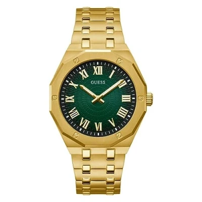 Image of Guess Asset Watch, Men&#039;s, Size: One Size, Gold tone/green gradient