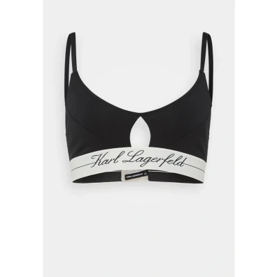 Image of KARL Lagerfeld Hotel Peephole Bralette Triangle bra, Women&#039;s, Size: Large, Black