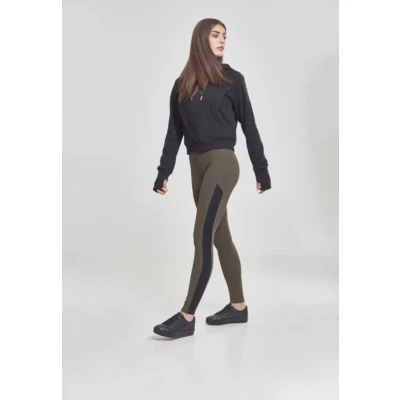 Image of Urban Classics Ladies CAMO Striped Leggings Trousers, Women&#039;s, Size: Small, Olive/black