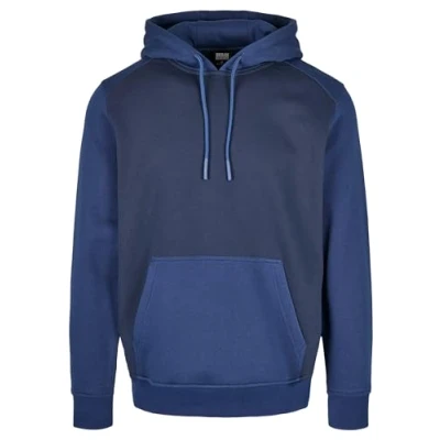 Image of Urban Classics 2TONE FAKE Raglan Hoodie, Men&#039;s, Size: Medium, Midnightnavy/darkblue