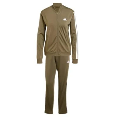 Image of adidas Women&#039;s Essentials 3 Stripes Tracksuit, Olive Strata, XS