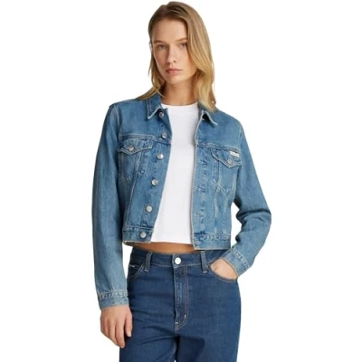 Image of Calvin Klein Jeans Cropped 90&#039;S Jacket Denim jacket, Women&#039;s, Size: XL, medium