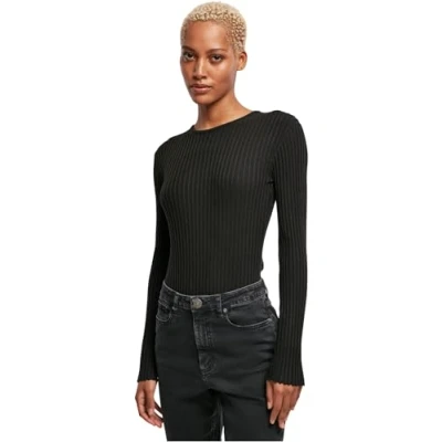 Image of Urban Classics Women&#039;s Ladies Rib Knit Longsleeve Body T Shirt, Black, S
