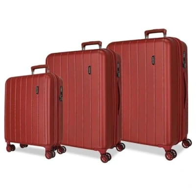 Image of MOVOM Wood Suitcase Set, One Size, Red, Set