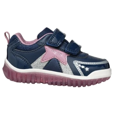 Image of Geox Light UP Lightyloo GIRL Trainers for kids, Size: 5K, Navy/rose Imitation leather/ textile