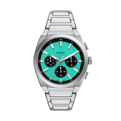 Image of Fossil Everett Chronograph watch, Men&#039;s, Size: One Size, Silver tone