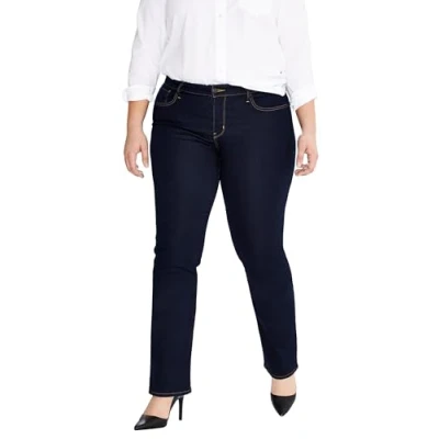 Image of Levi&#039;s Women&#039;s Plus Size 314 Shaping Straight Jeans, Dark Indigo Flat Finish, 18 Long