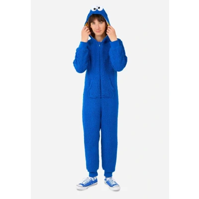 Image of OppoSuits Children&#039;s Cookie Monster Onesie Sesame Street One Piece Pyjamas Loose Fit Includes Pockets Blue