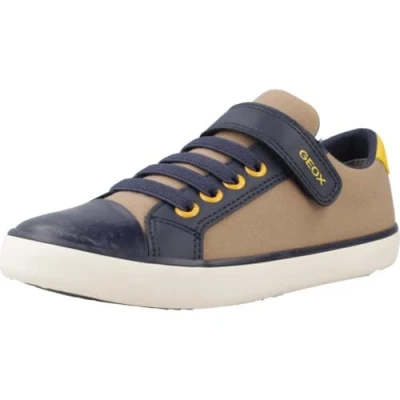 Image of Geox Gisli BOY Trainers for kids, Size: 2.5, Camel/navy Imitation leather/ textile