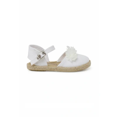 Image of Pisamonas Ceremonia Flores Organza Ankle strap ballet pumps for kids, Size: 5.5K, Blanco Cotton